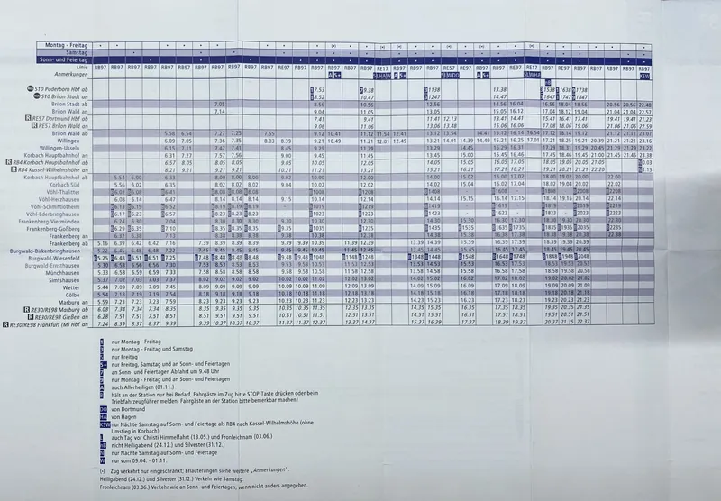 Busfahrplan Usseln, Teil 1
