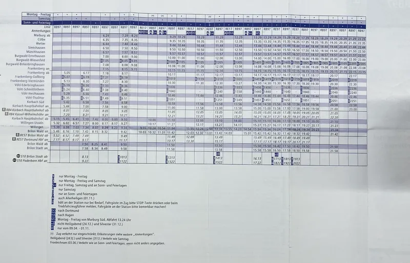 Busfahrplan Usseln, Teil 2