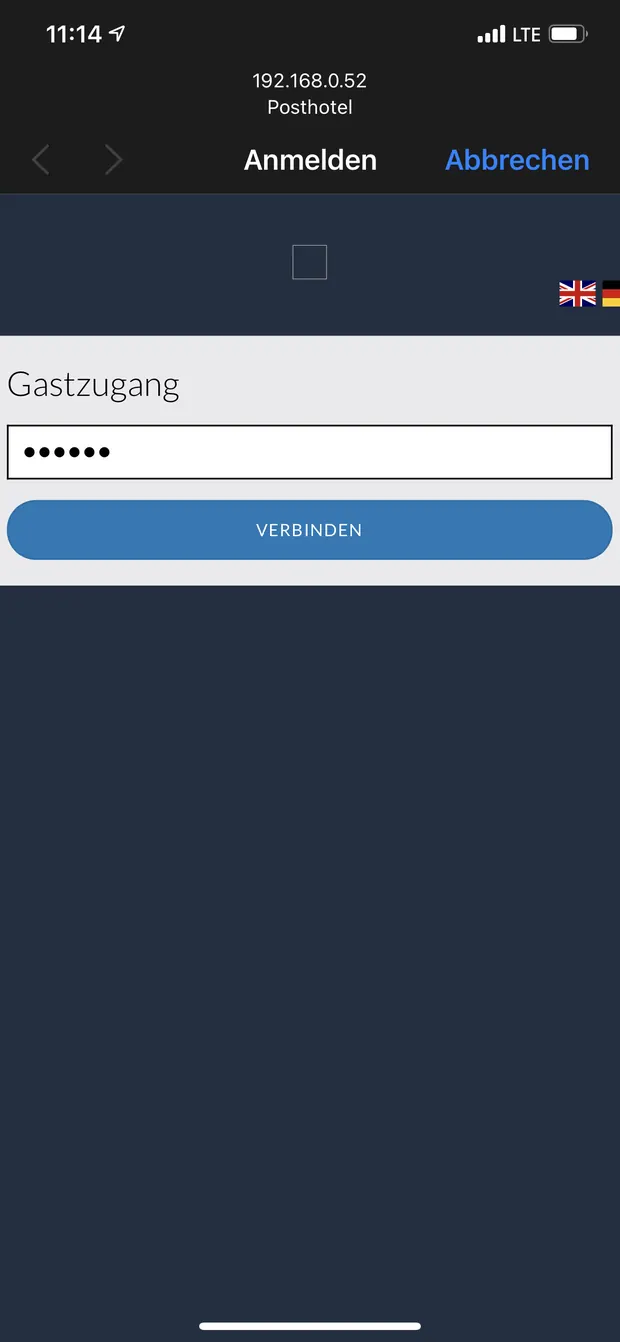Bildschirmfoto: Anmeldefenster mit Gastzugang